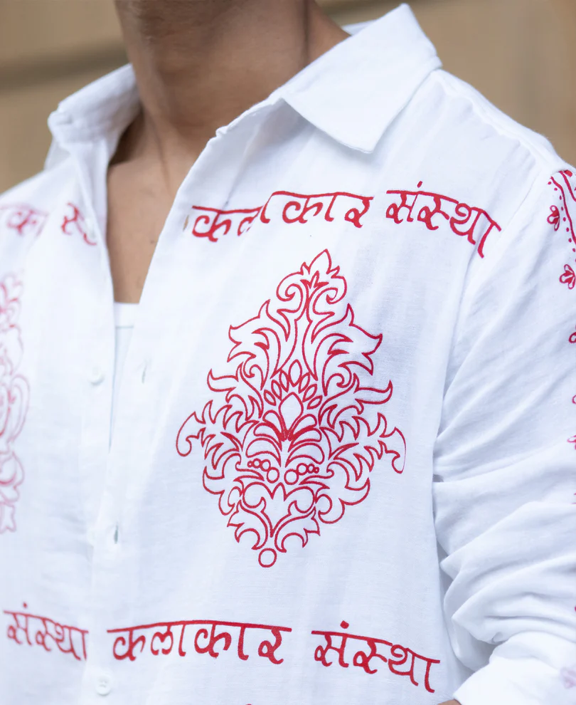 White Kalakar Print Shirt - Image 4