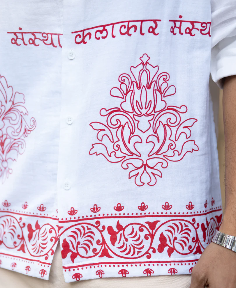 White Kalakar Print Shirt - Image 5