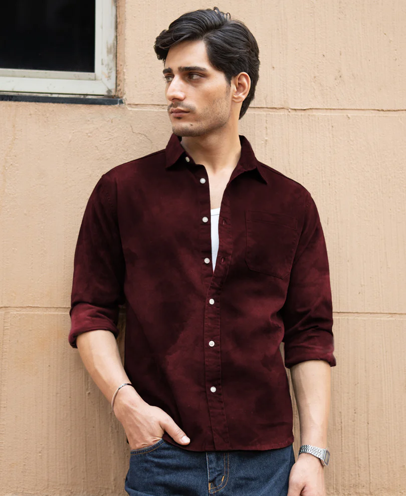 Wine Sprayed Shirt 100% Cotton