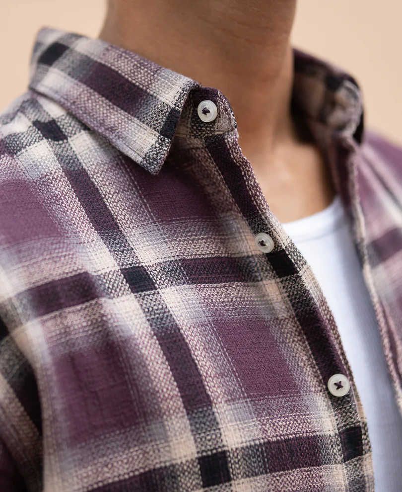Wine Structured Checks Shirt - Image 4