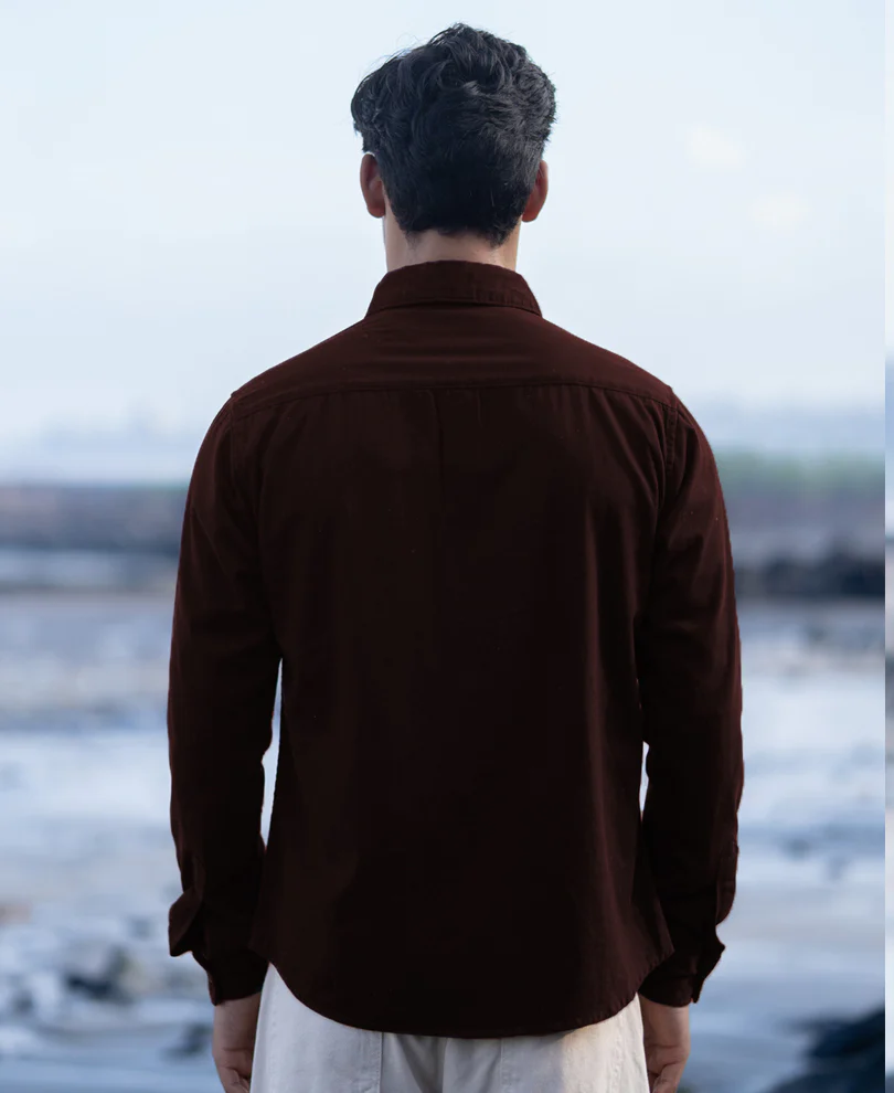 Wine Structured Overshirt With Pockets - Image 5