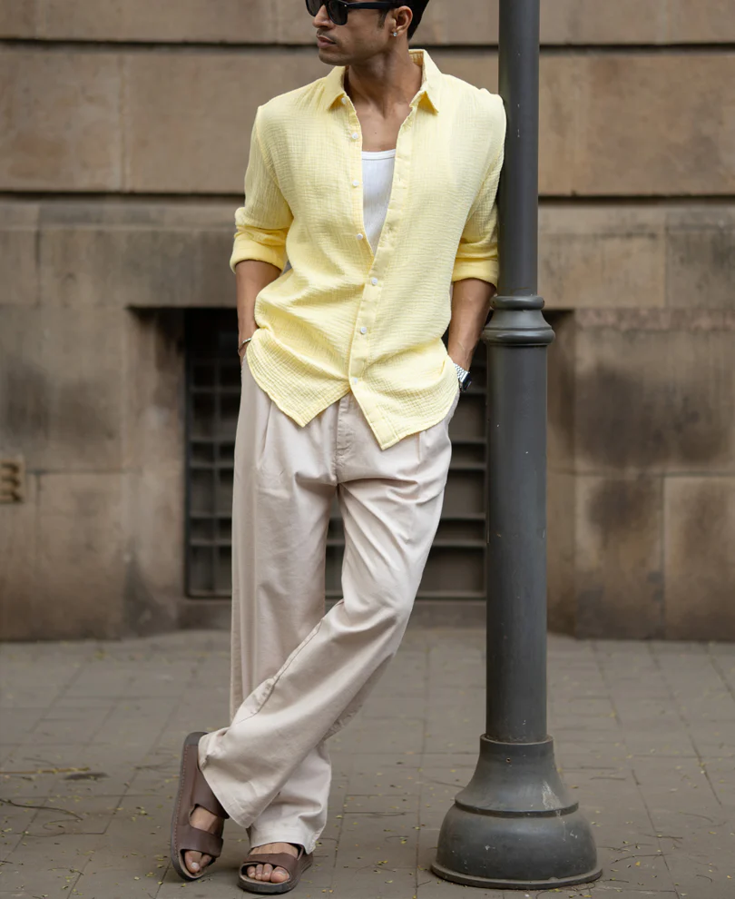 Yellow Crinkled Cotton Shirt - Image 7
