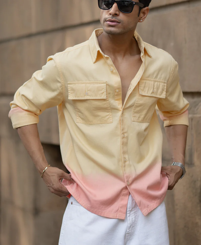 Yellow Ombre Structured Shirt - Image 3